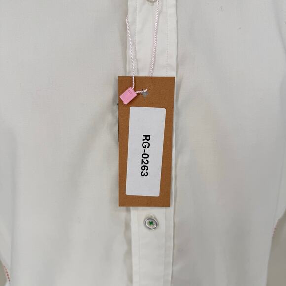 Robert Graham Button Front Long Sleeve Shirt Solid White Red Contrast L - Picture 7 of 10